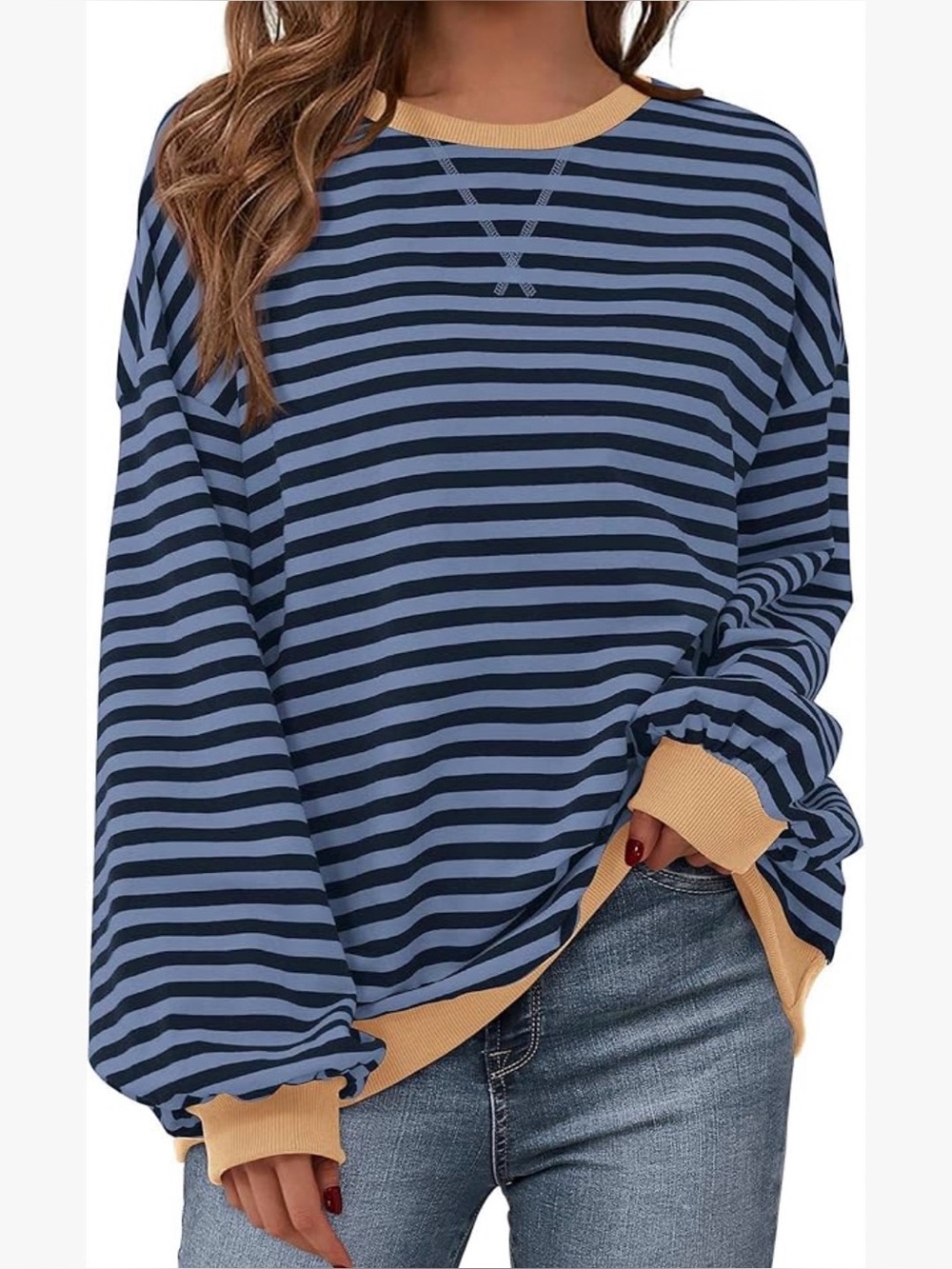 Free People Style Striped Oversized Sweatshirt |  | Size M